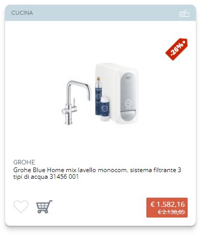 Grohe Blue Home miscelatore lavello monocomando con sistema filtrante, 3 tipologie di acqua 31456001