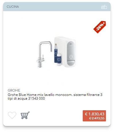 Grohe Blue Home miscelatore lavello monocomando con sistema filtrante, 3 tipi di acqua 31543000