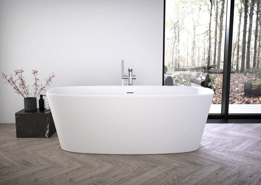 Vasca da bagno Ideal Standard centro stanza freestanding, serie Dea bianco seta