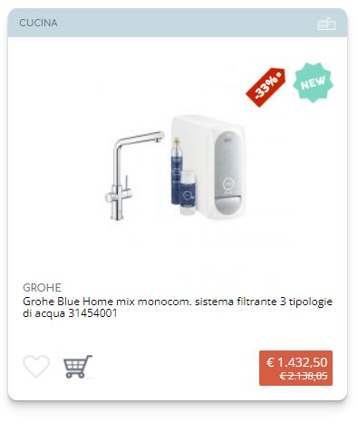 Grohe Blue Home miscelatore monocomando con sistema filtrante, 3 tipologie di acqua 31454001