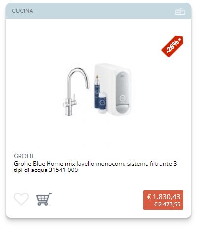 Grohe Blue Home miscelatore lavello monocomando con sistema filtrante, 3 tipi di acqua 31541000